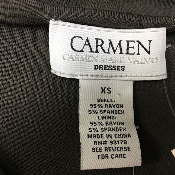 Carmen Marc Valvo Women's Dress X-Small XS Olive Brown Keyhole Front NWT - Picture 6 of 8